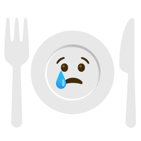 😢️ + 🍽️